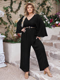 Plus Size Beachy Vacation Wide Leg Jumpsuit