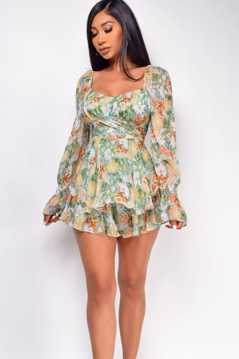 Floral Sweetheart Resort Vacation Romper