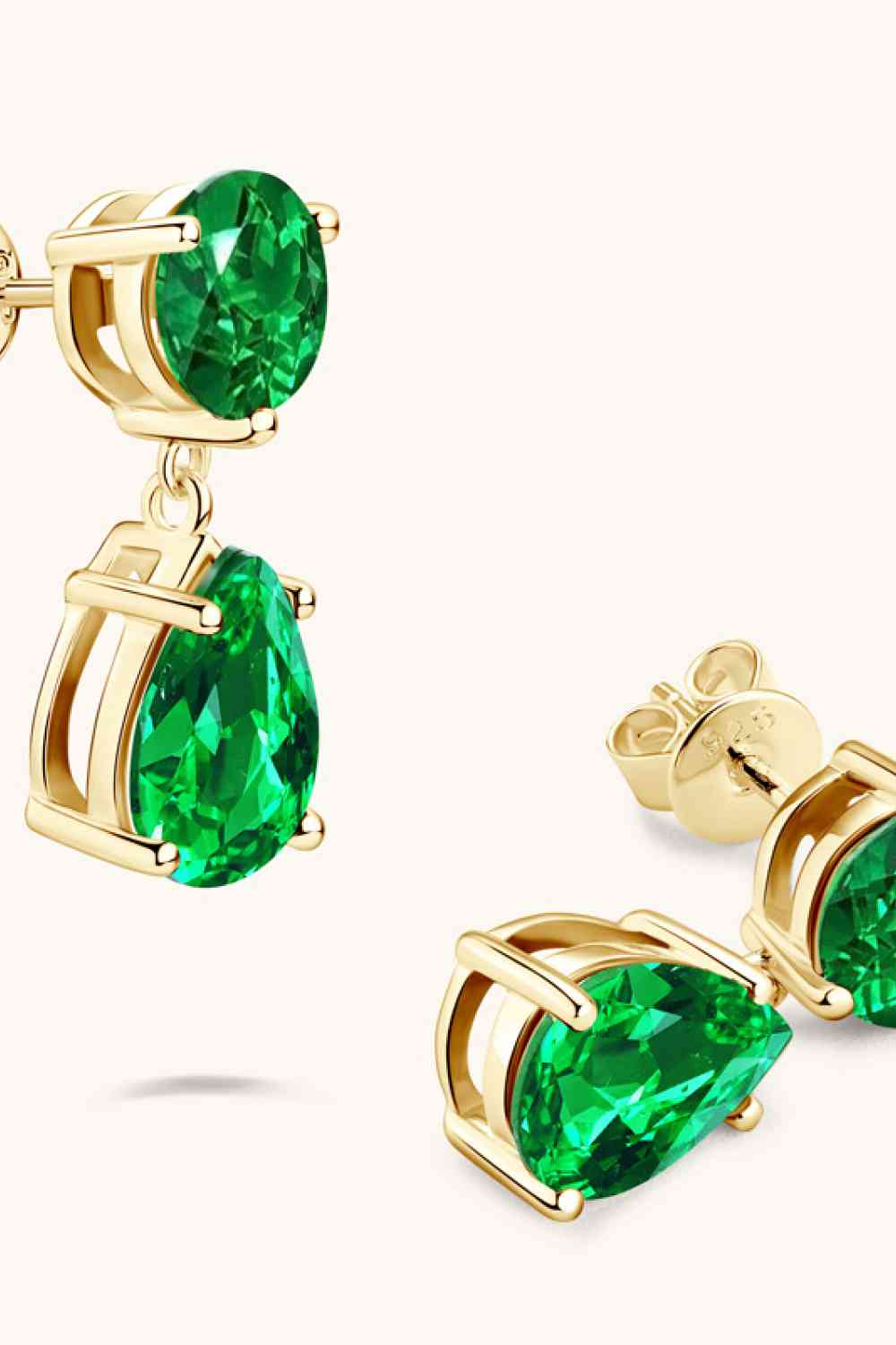 Christmas Gift Idea! Lab-Grown Emerald Drop Earrings