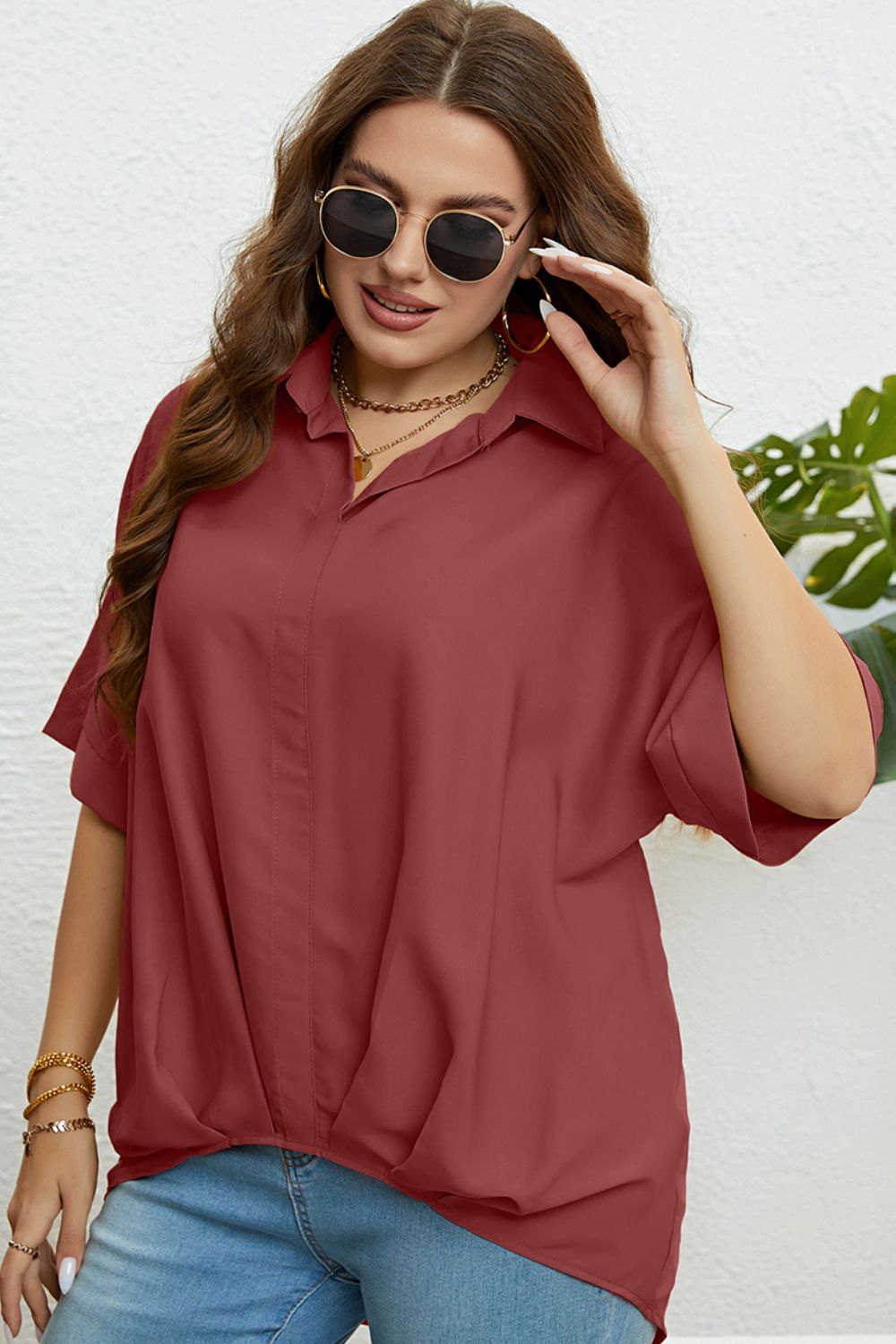 Plus Size Long Resort Blouse, Vacation Top