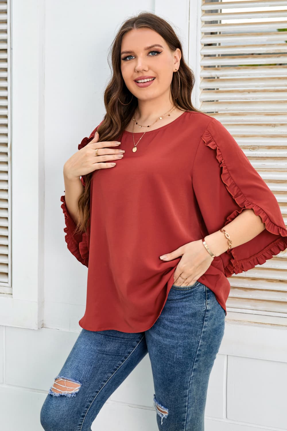 Plus Size Orange Resort Blouse