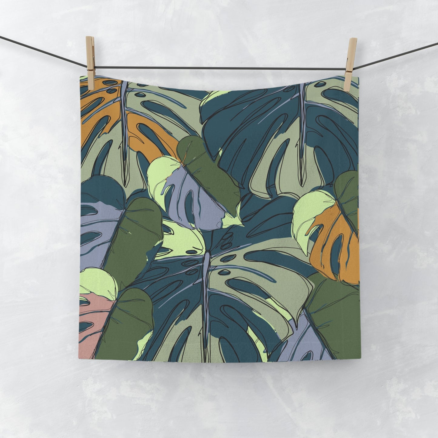 Hawaii Monstera Collection Face Towel, Tropical Monstera Leaf Bathroom Face & Hand Towel