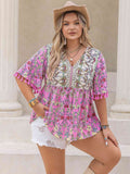 Plus Size Boho Tassel Sleeve Summer Top