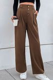 Resort Style Pleated Waist Wide Leg Pants with Pockets