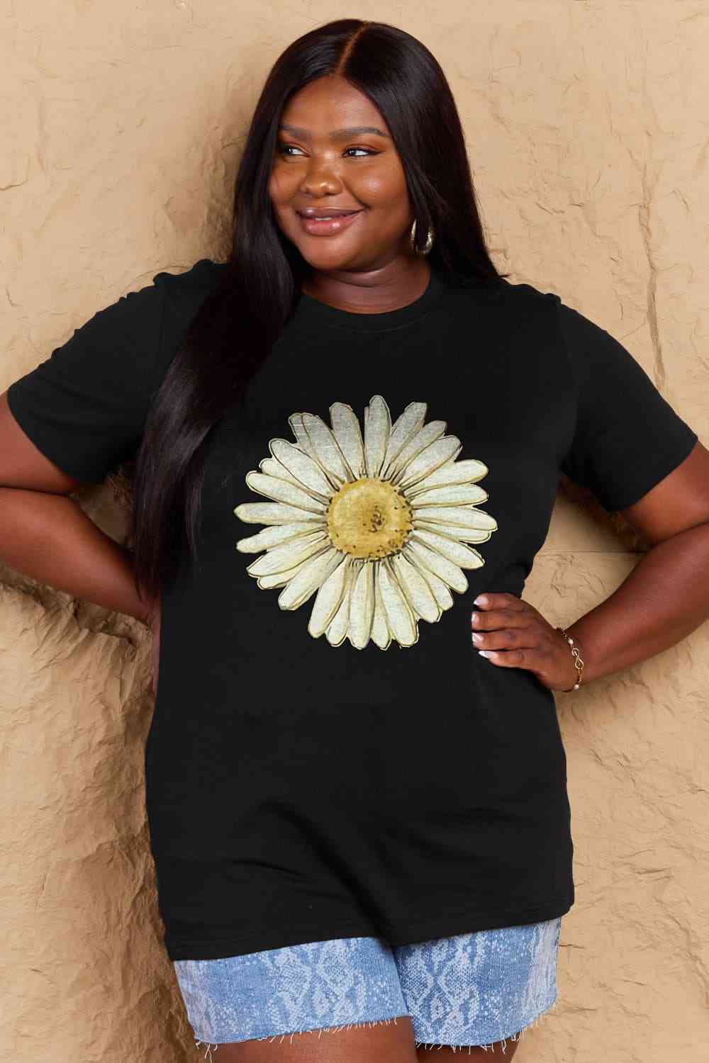 FLOWER Graphic Cotton Tee up to 3XL