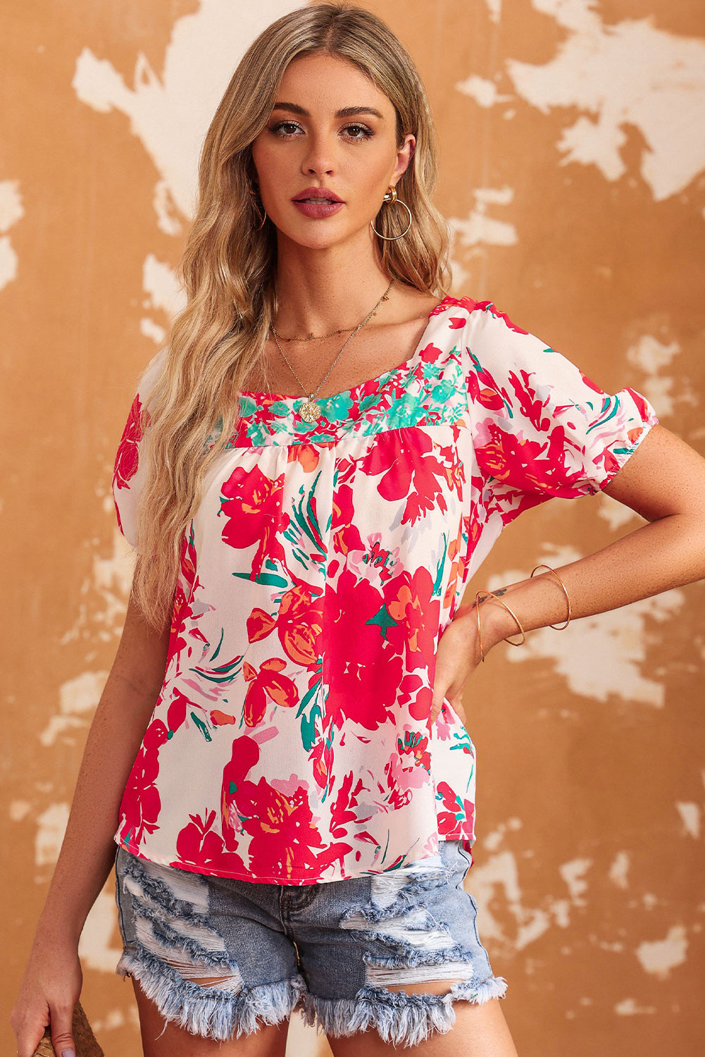 Floral Modern Resort Top