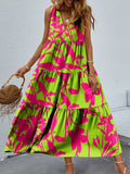 Bold Boho Tiered Summer Midi Dress