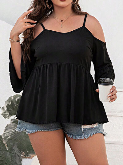 Plus Size Black Off Shoulder Summer Top