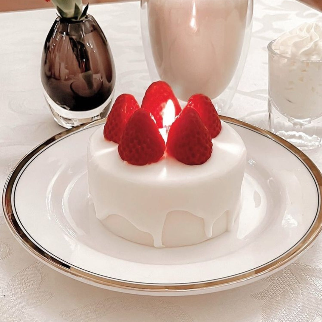 Strawberry Cake Desert Candle - Scented Cake Candle