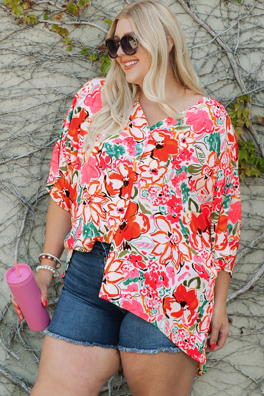 Plus Size Floral Resort Blouse