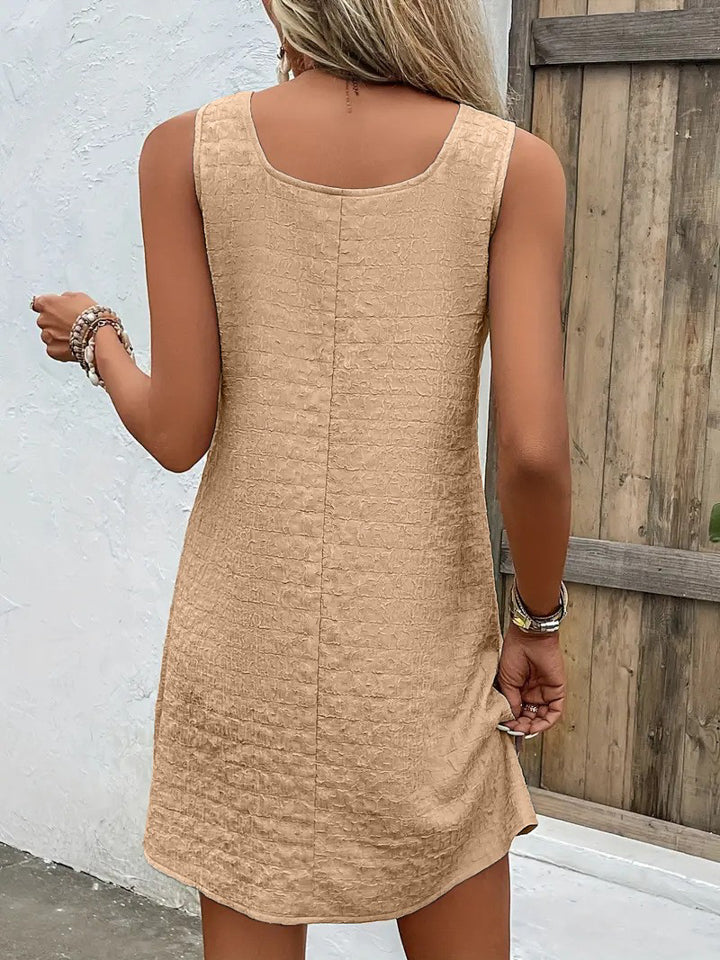 Asymmetrical Neck Sleeveless Resort Dress