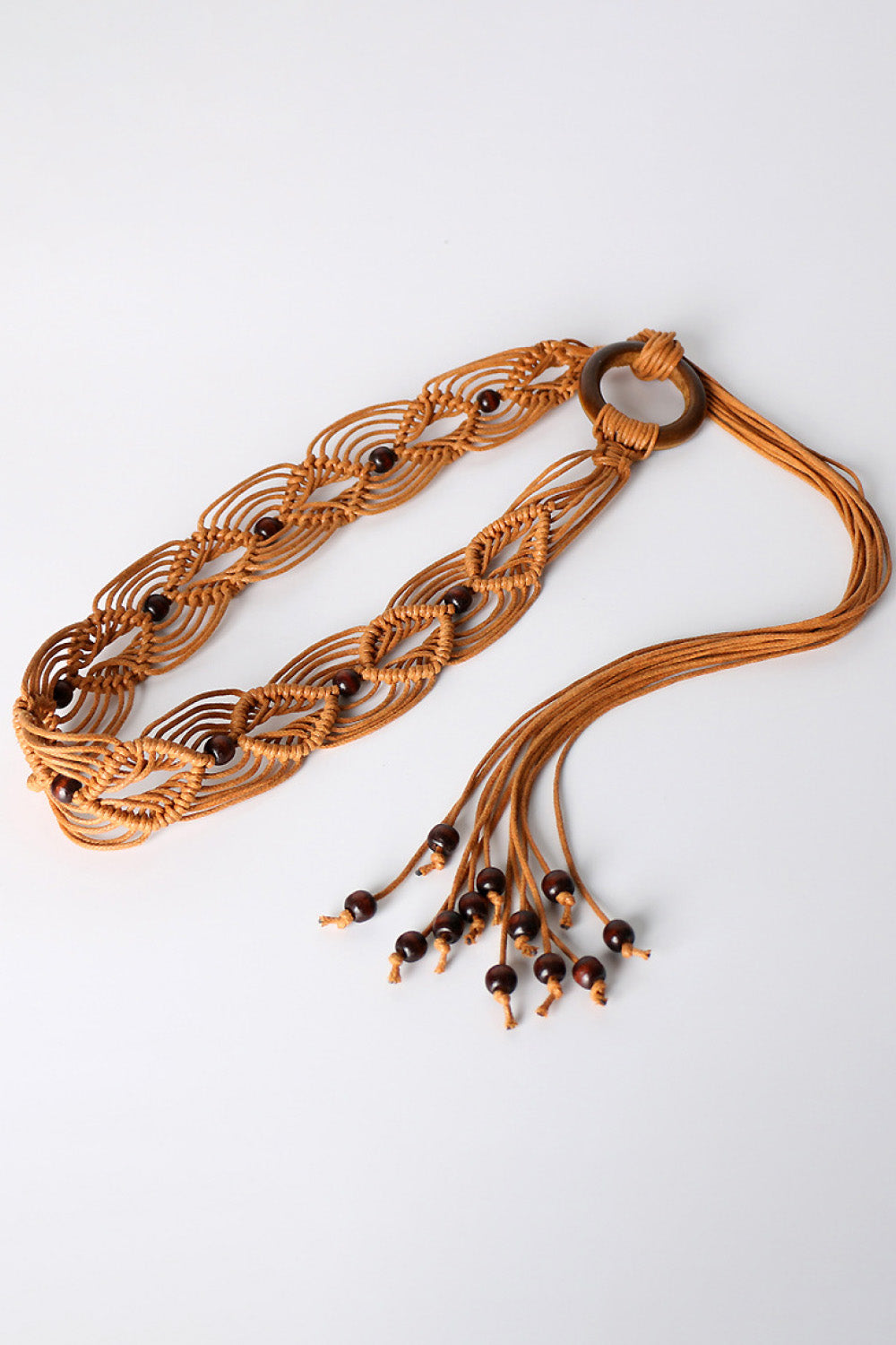 Natural Wood Beads Boho Retro Braid Belt