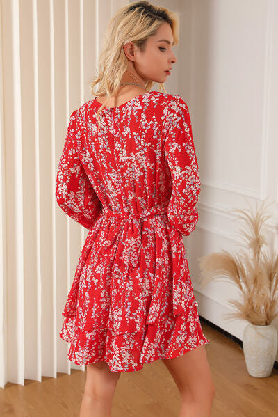 Balloon Sleeve Red Floral Summer Dress