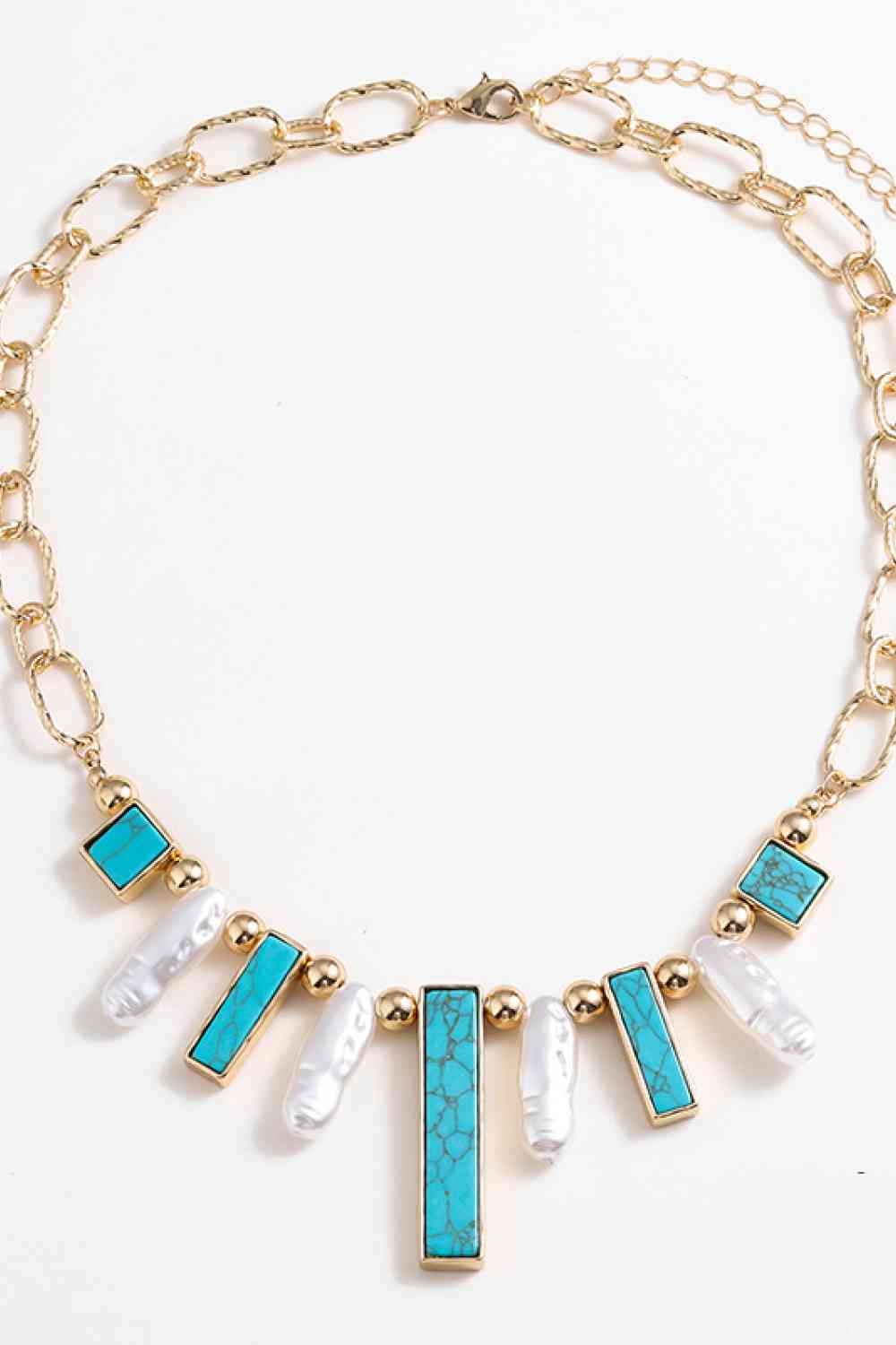 Turquoise Alloy Resort Style Necklace