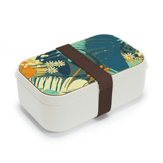 Jungle Blues Collection Bento Lunch Box, Tropical Print Designer Bento Box