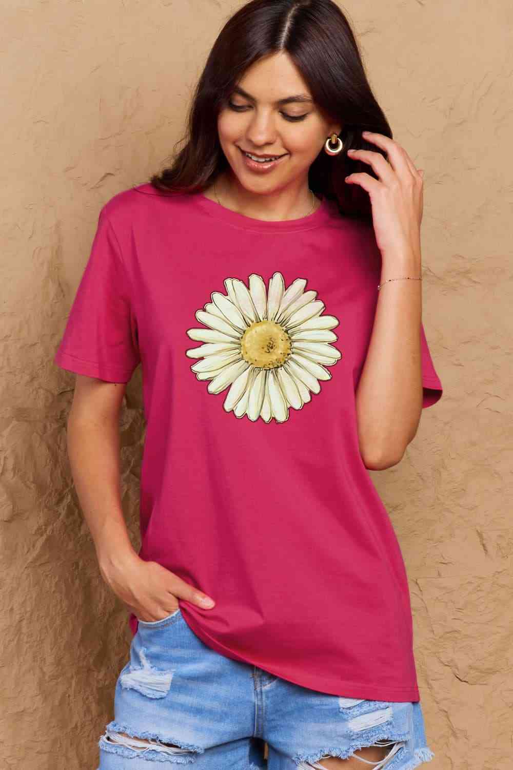 FLOWER Graphic Cotton Tee up to 3XL