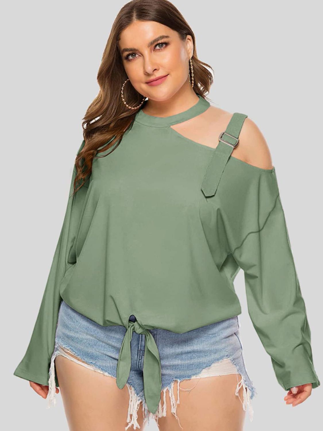 Plus Size One Buckle Shoulder Summer Top