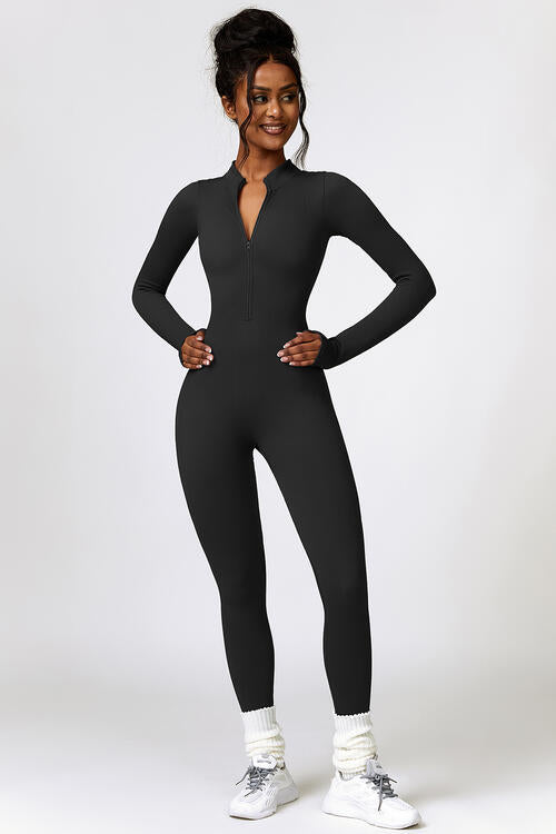 Half Zip Long Sleeve Sport Jumpsuit