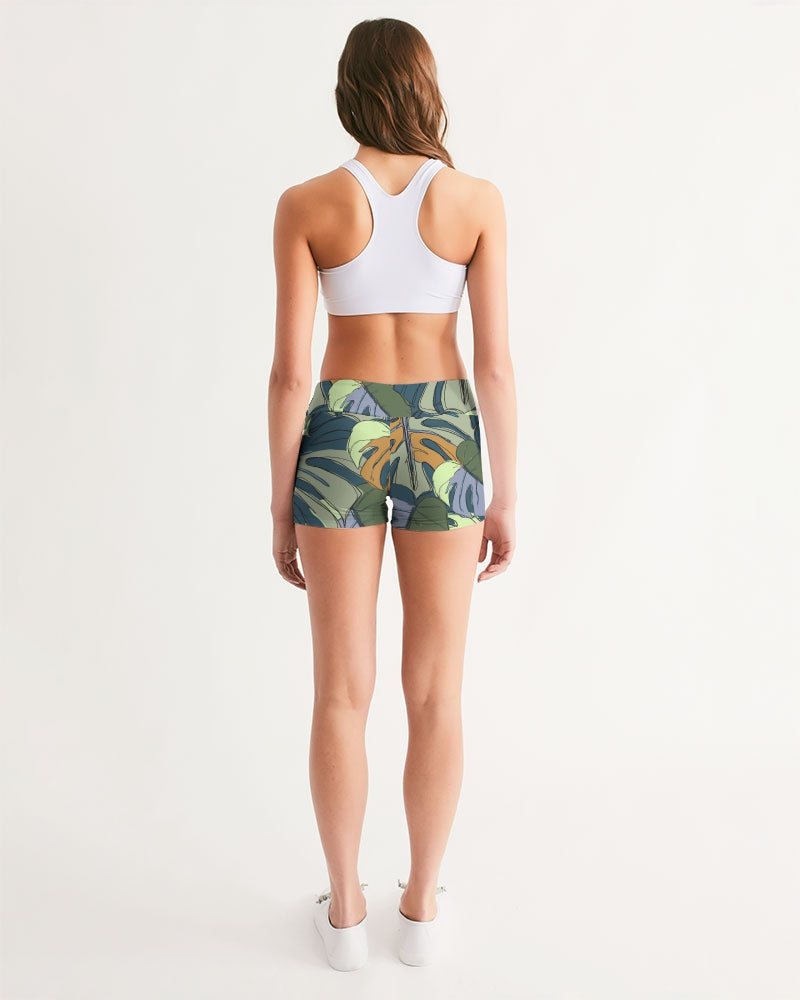 Hawaii Monstera Women's Tropical Print, Buttery Soft Yoga Shorts