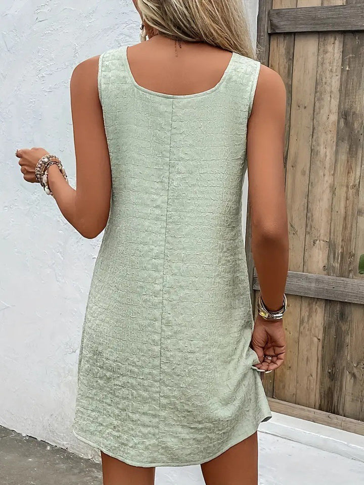 Asymmetrical Neck Sleeveless Resort Dress