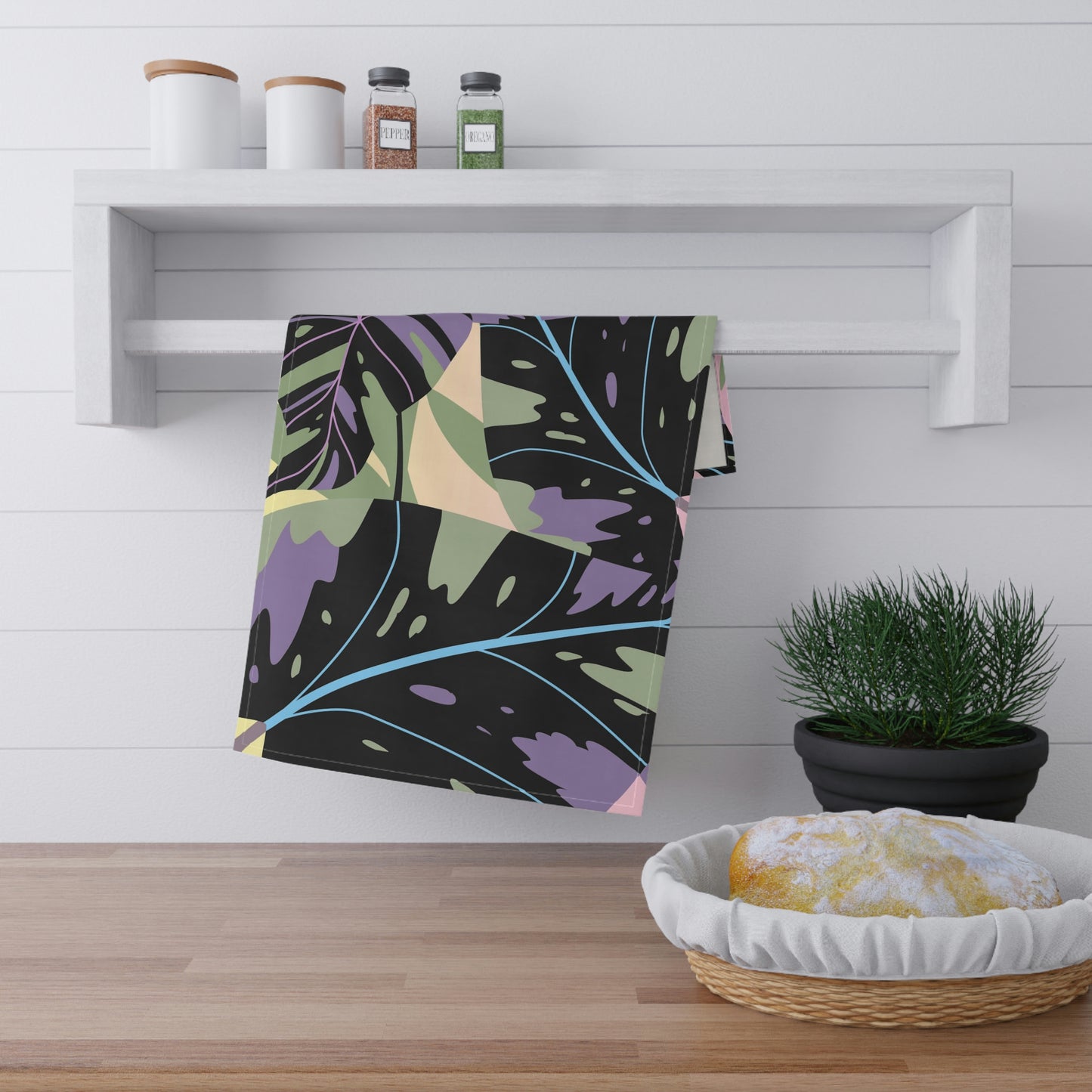 Lavender Jungle Custom Designed Tropical Art Kitchen Towel