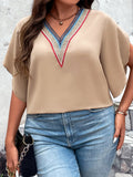 Plus Size Resort Flutter Sleeve Blouse