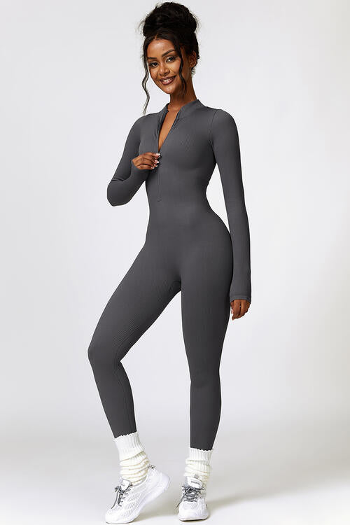 Half Zip Long Sleeve Sport Jumpsuit