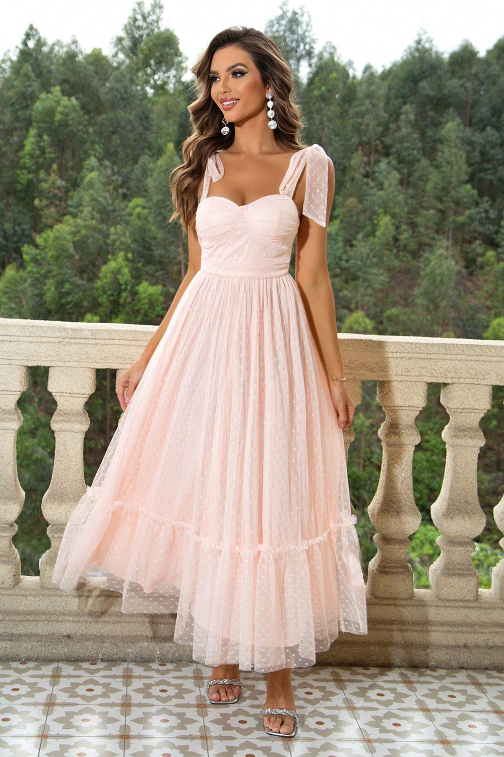 Tie-Shoulder Sweetheart Party Dress