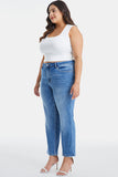 Full Size High Waist Raw Hem Straight Mom Jeans