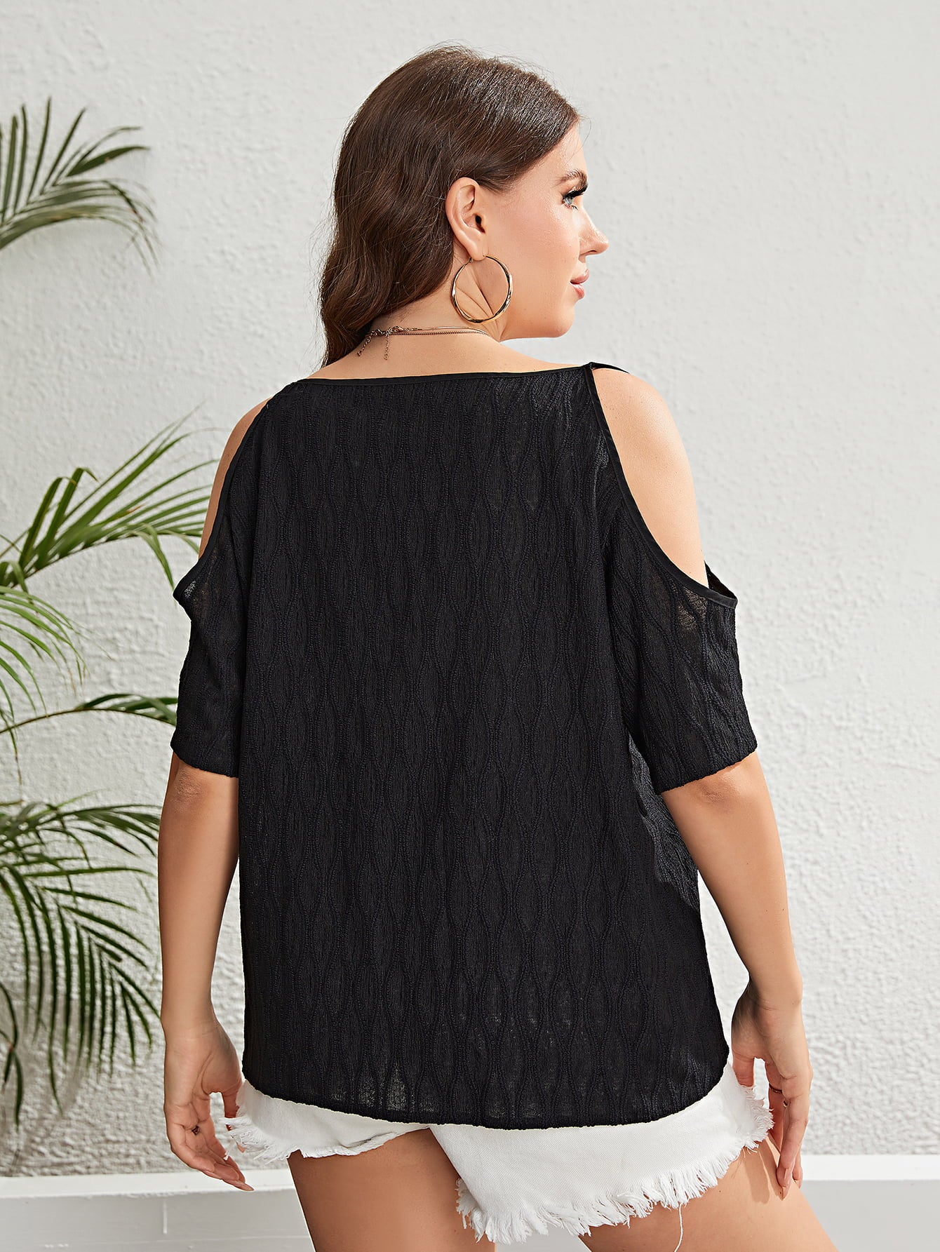 Plus Size Boat Neck Off Shoulder Summer Top