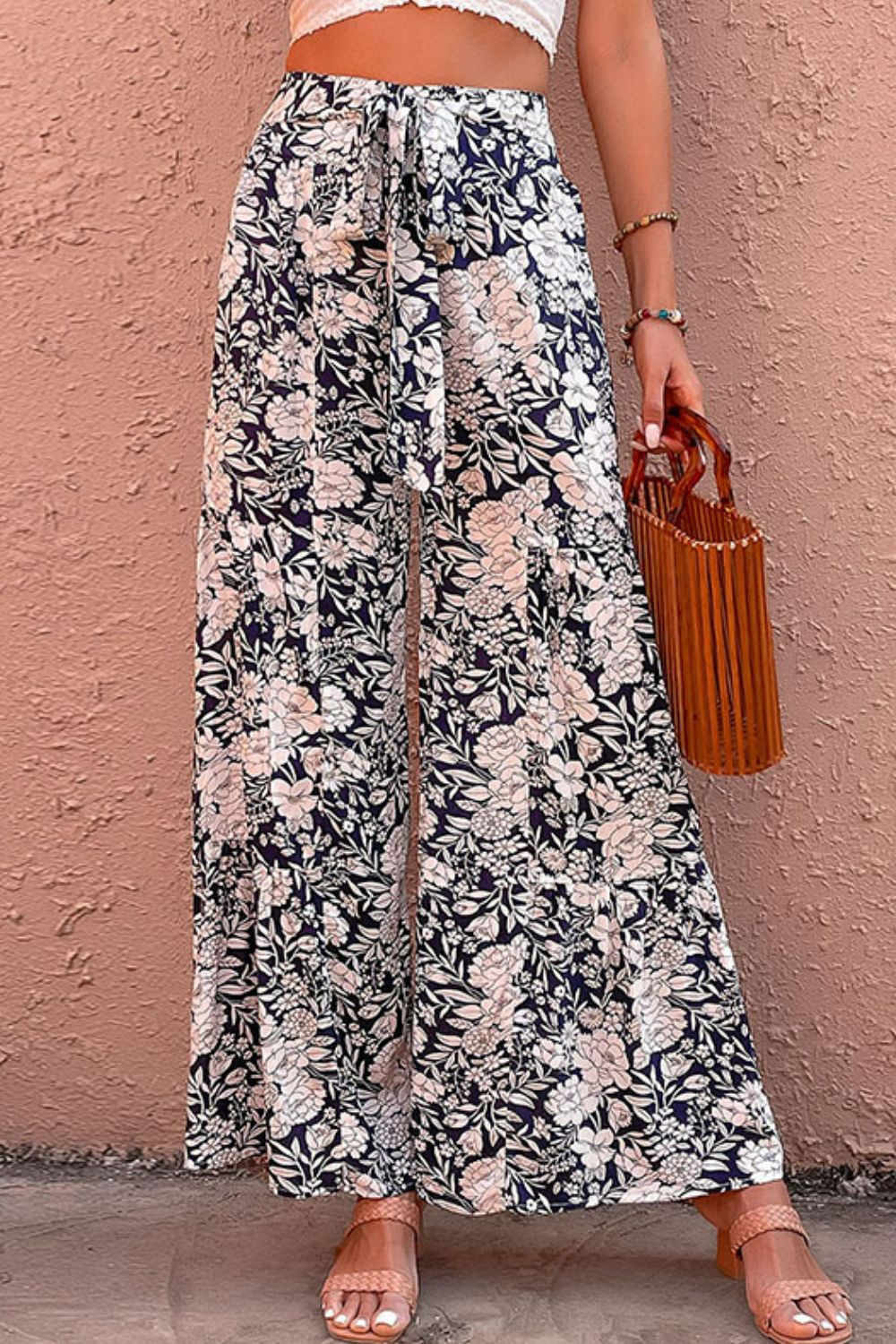 Floral Belted Wide Leg Resort Pants