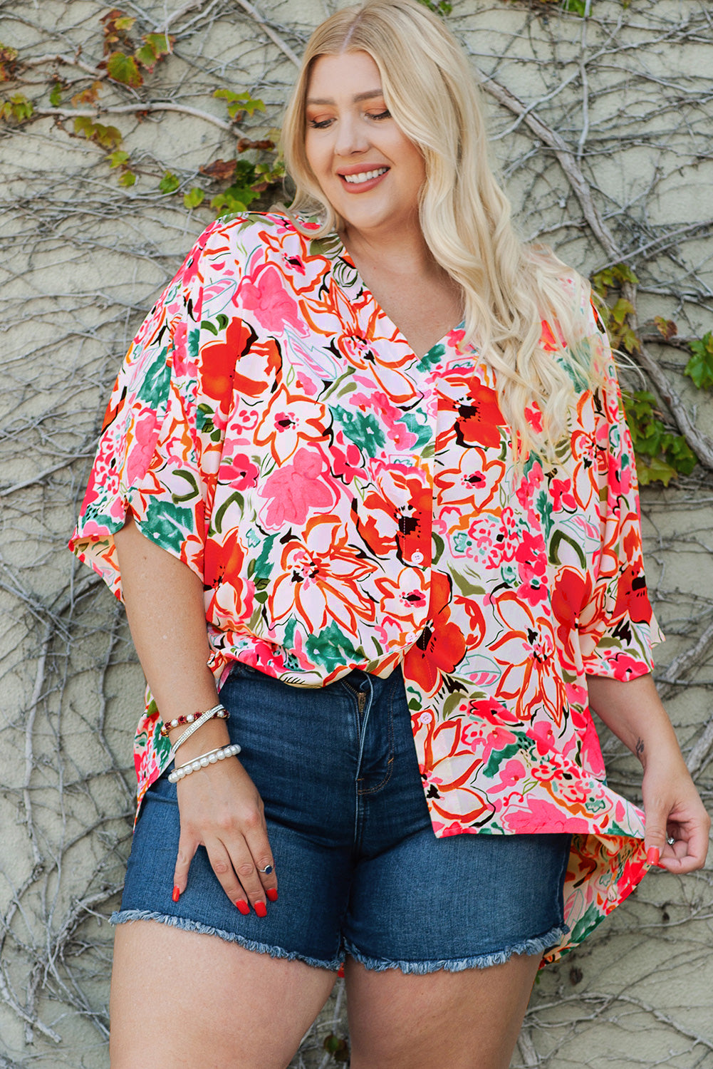 Plus Size Floral Resort Blouse