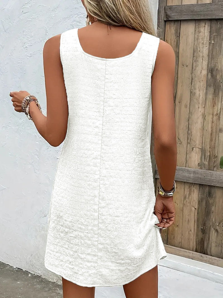 Asymmetrical Neck Sleeveless Resort Dress