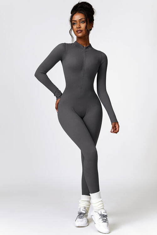 Half Zip Long Sleeve Sport Jumpsuit