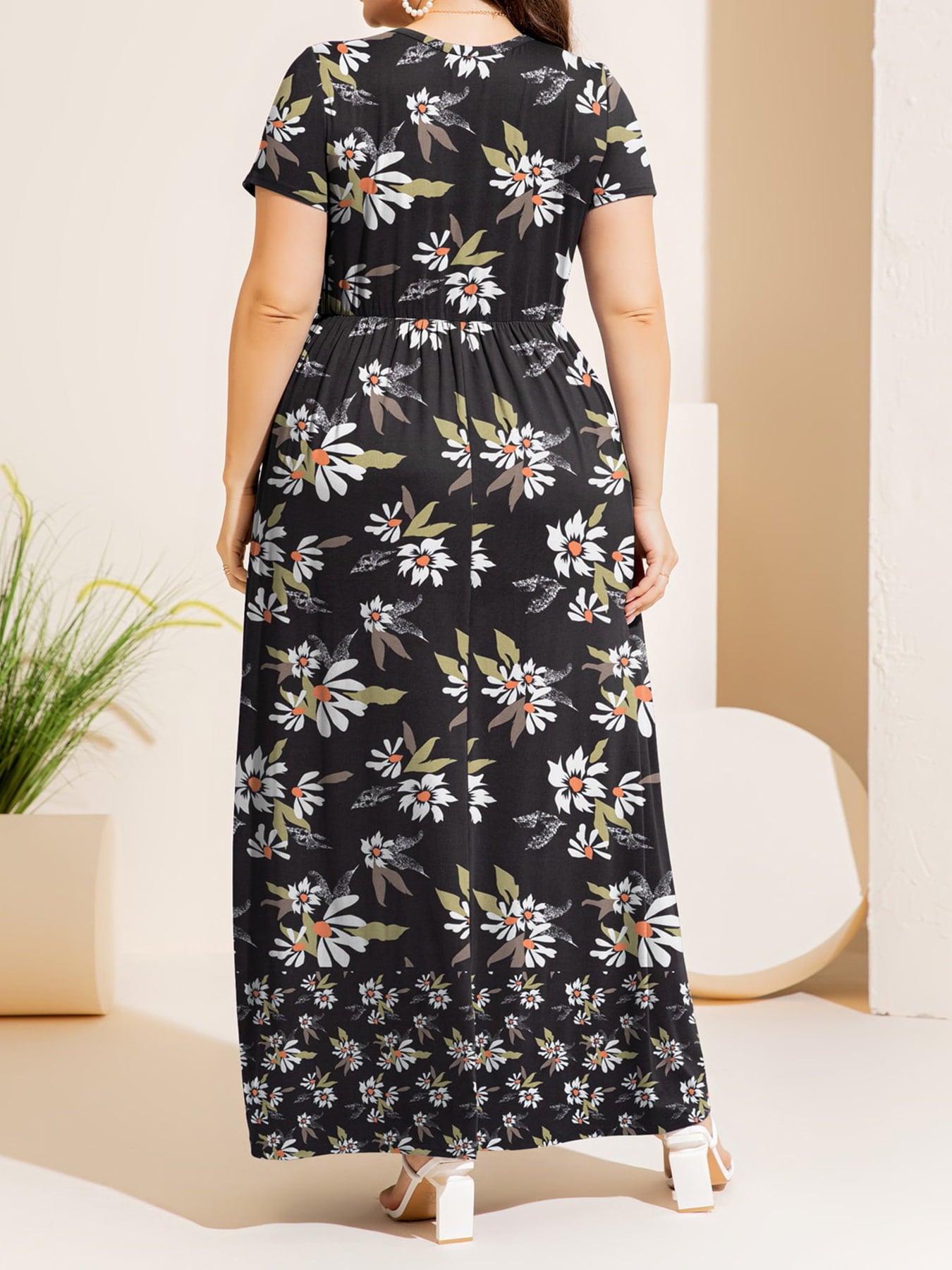 Plus Size Short Sleeve Summer Maxi Dress