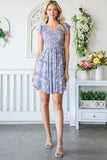 Lavender & Floral Ruffle Trim Mini Summer Dress