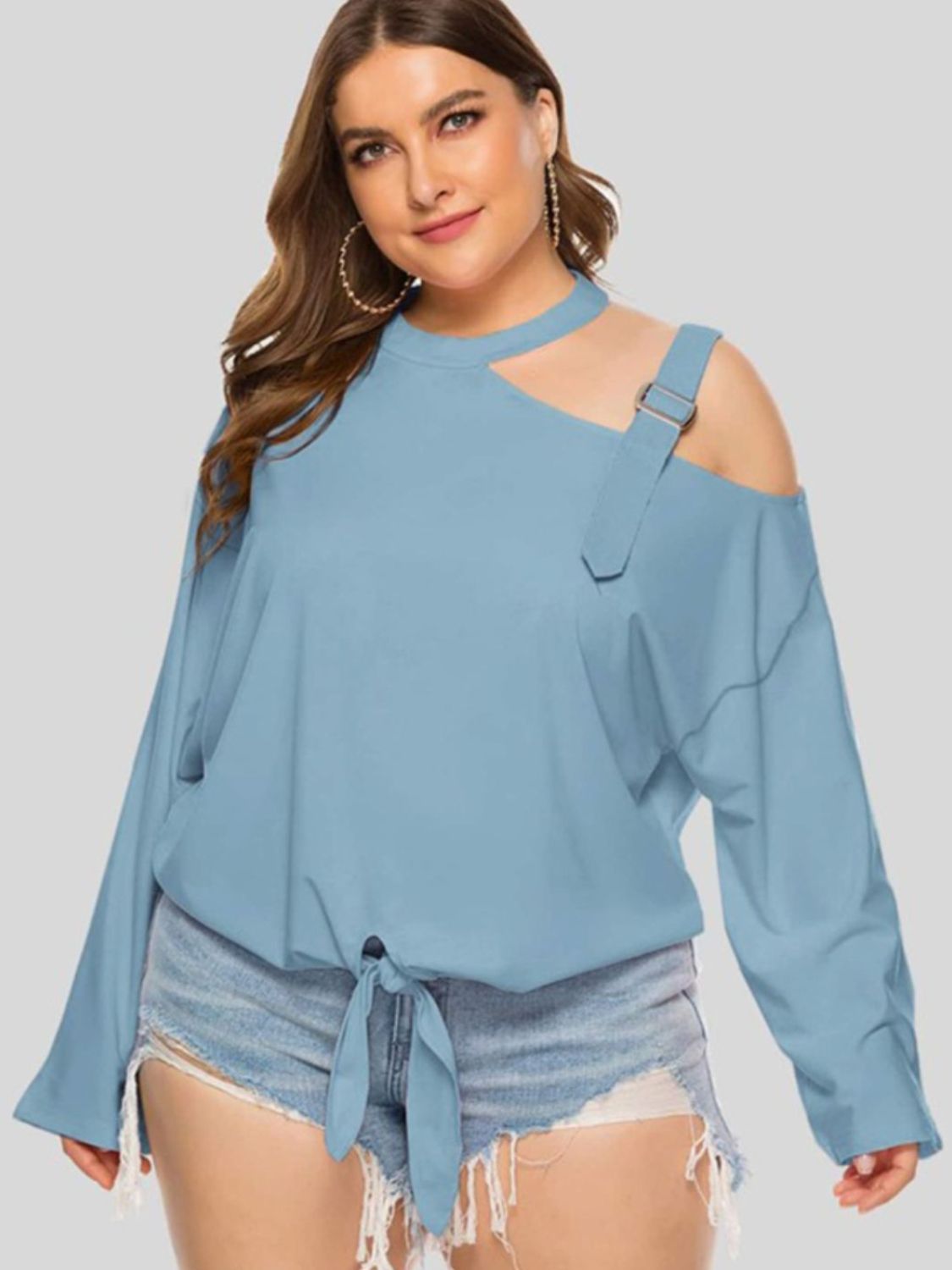 Plus Size One Buckle Shoulder Summer Top