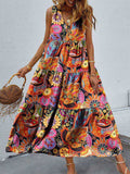 Bold Boho Tiered Summer Midi Dress