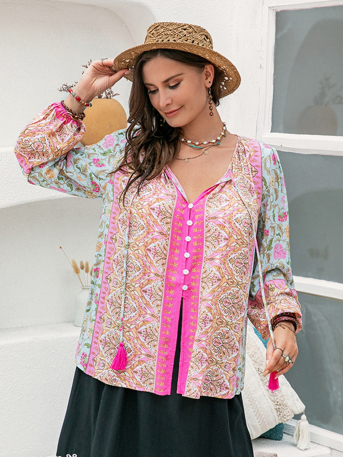 Women's Plus Size Summer Boho Top