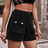 Cuffed Denim Resort Vacation Shorts with Pockets