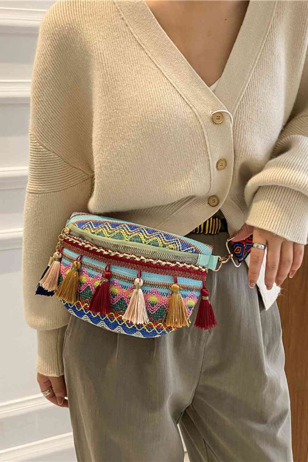 Bohemian Sling Bag with Tassels - SUPER CUTE!