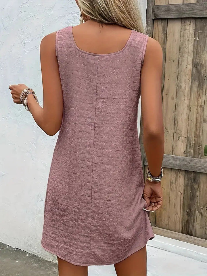 Asymmetrical Neck Sleeveless Resort Dress