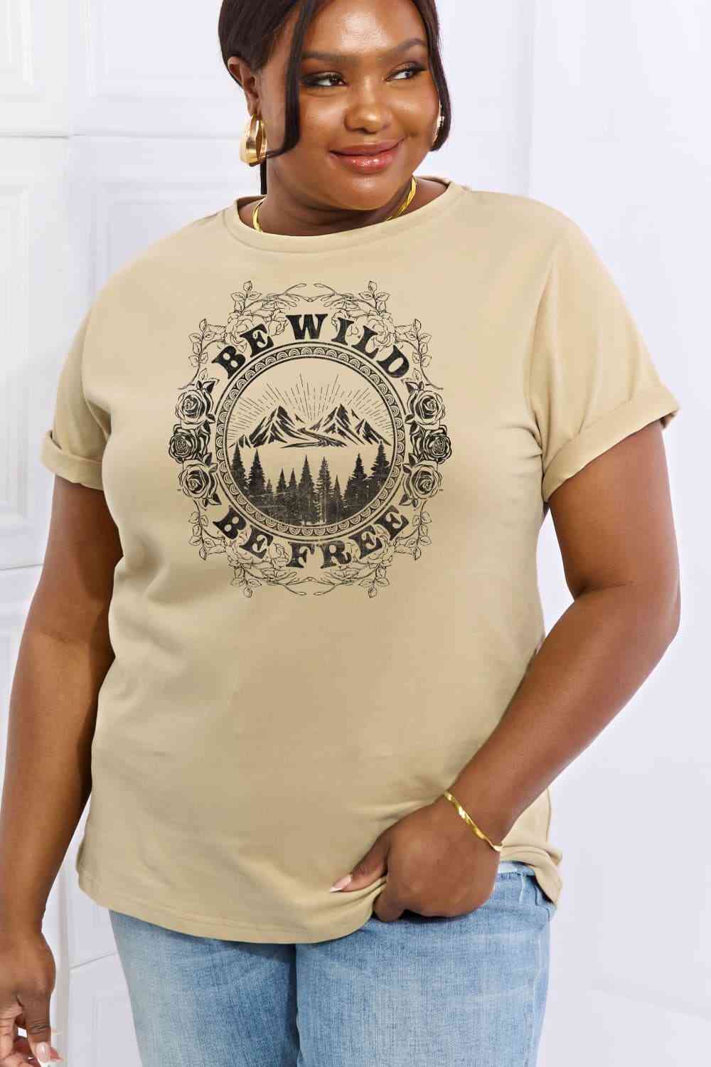 BE WILD BE FREE Graphic Cotton T-Shirt