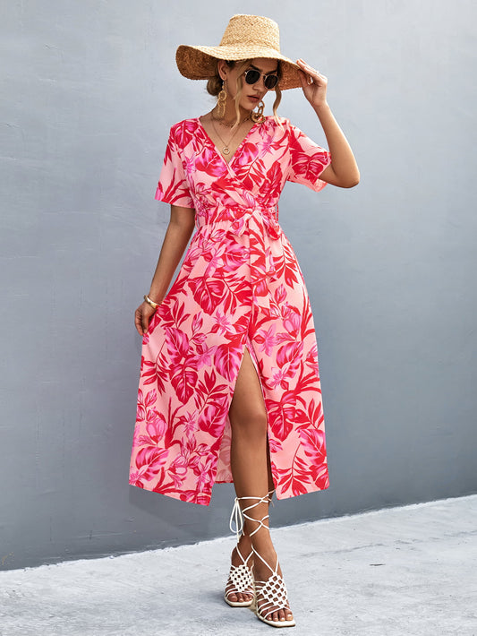 Strawberry Pink Hawaiian Tropical Resort Dress