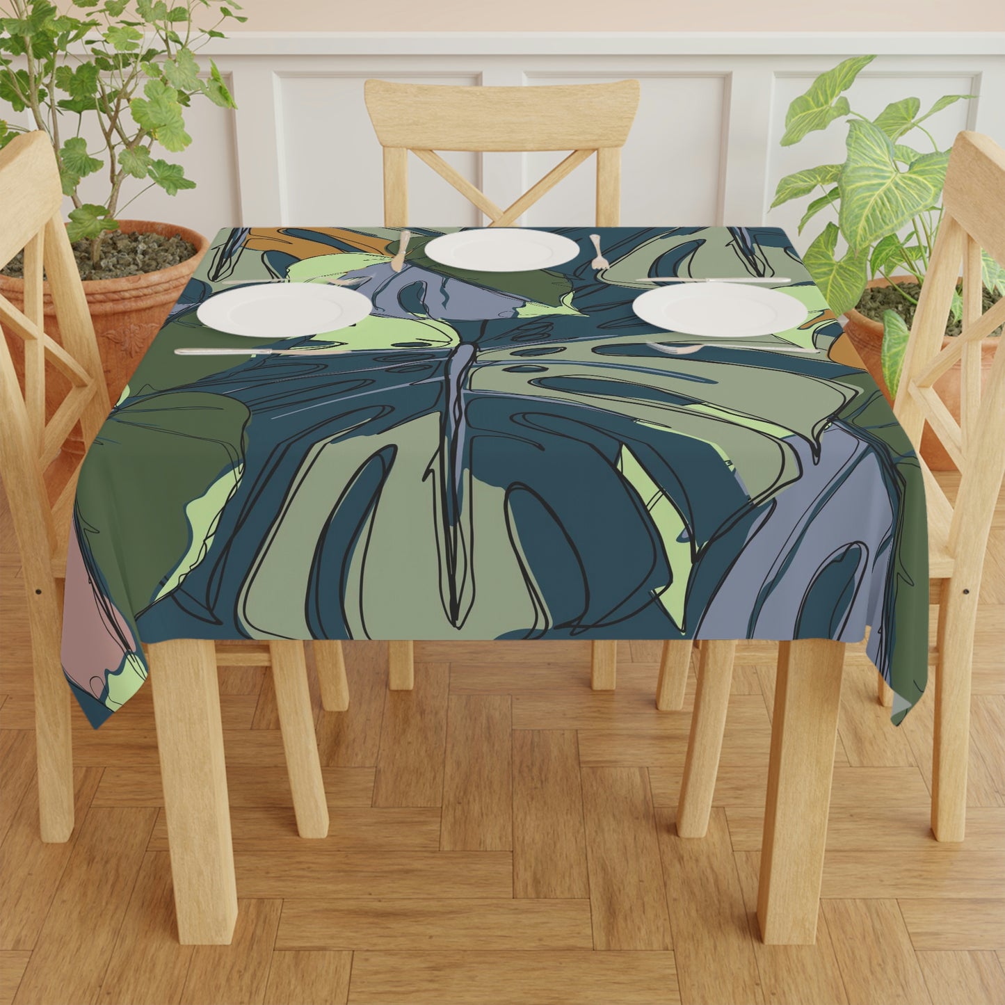 Hawaii Monstera Leaf Custom Designed Tropical Print Tablecloth