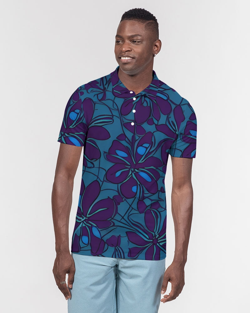 Purple Hawaii Floral Men's Golf Shirt