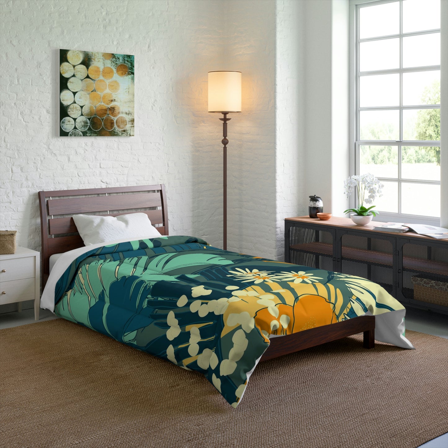 Jungle Blues Collection Comforter, Designer Tropical Print Comforter