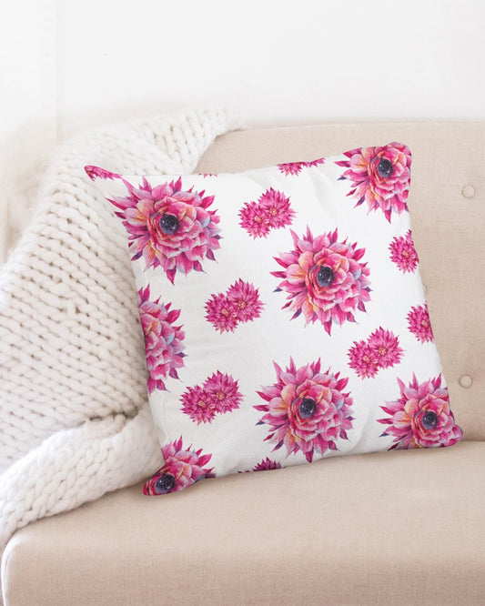 Luxe Pink Flowers Throw Pillow Case 20"x20"