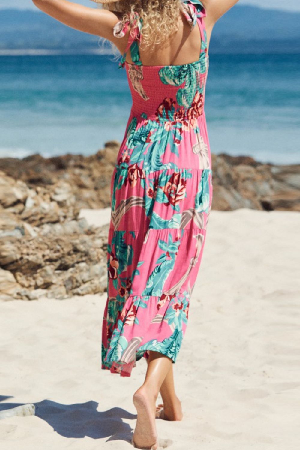 Tie-Shoulder Beach Midi Dress