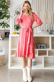 Tie Front Ruffle Hem Pink Resort Dress